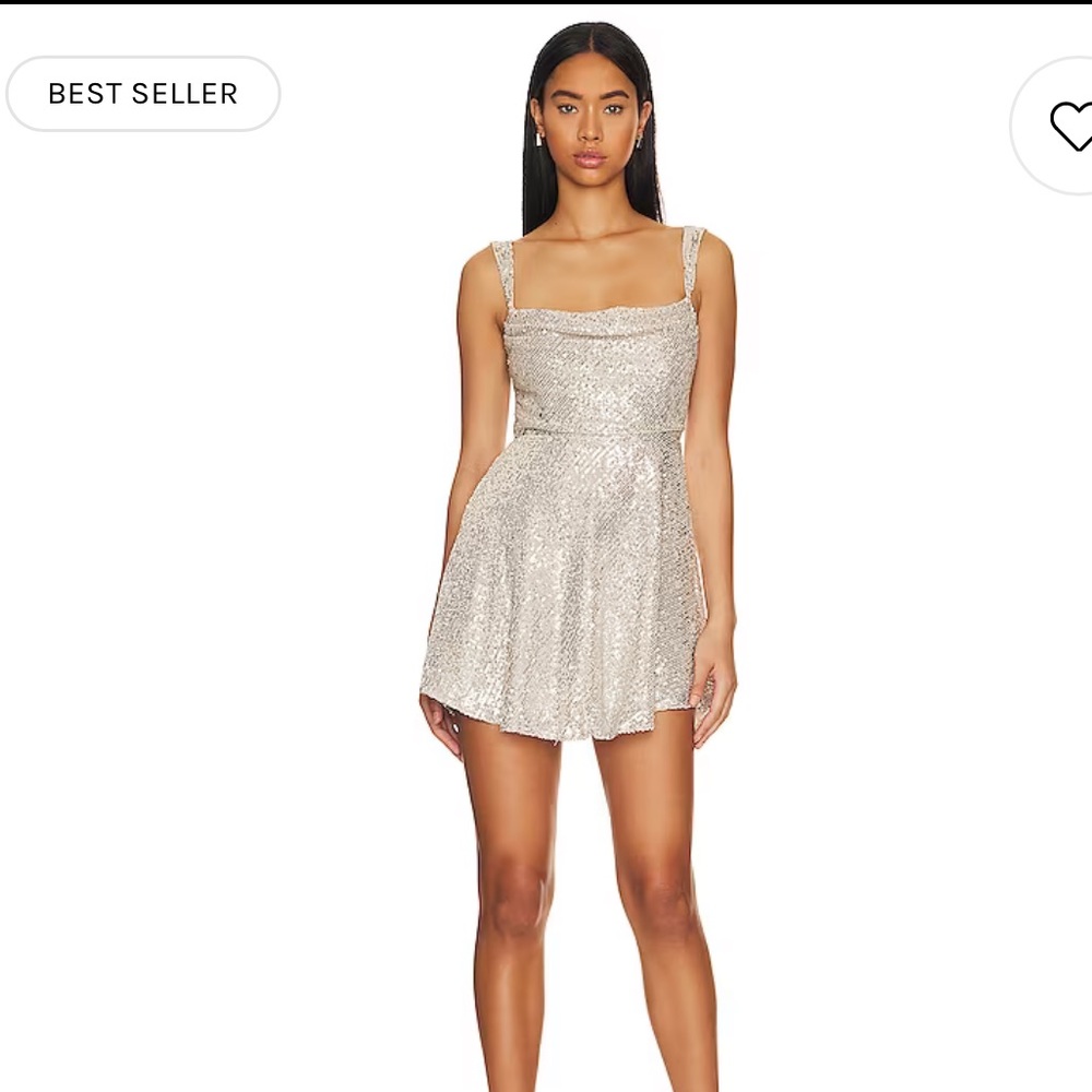 For Love & Lemons Candice Mini Dress in Silver